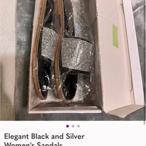 Elegant Black and Silver Women's Sandals